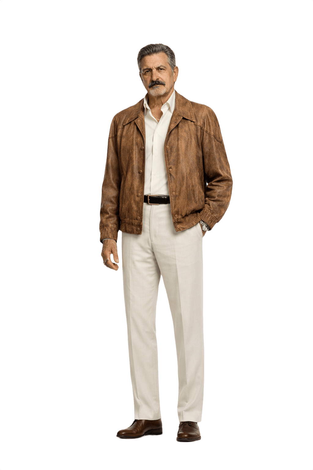 1980s Brown Leather Jacket - Model