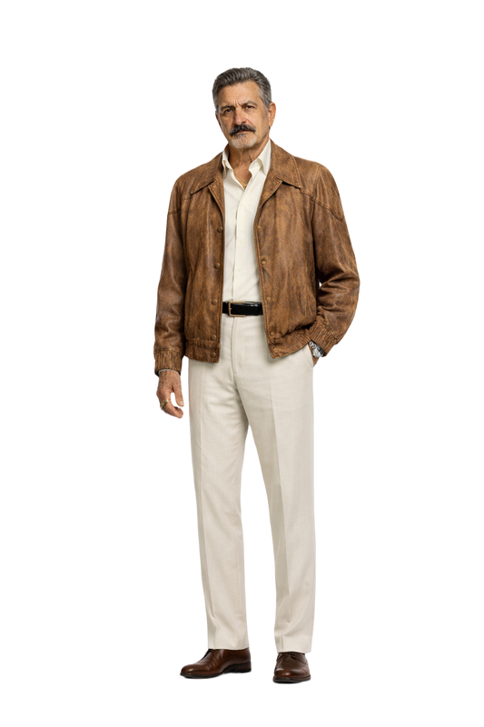 1980s Brown Leather Jacket - Model