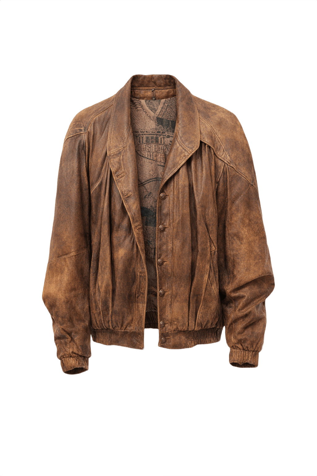 1980s Brown Leather Jacket - Front View