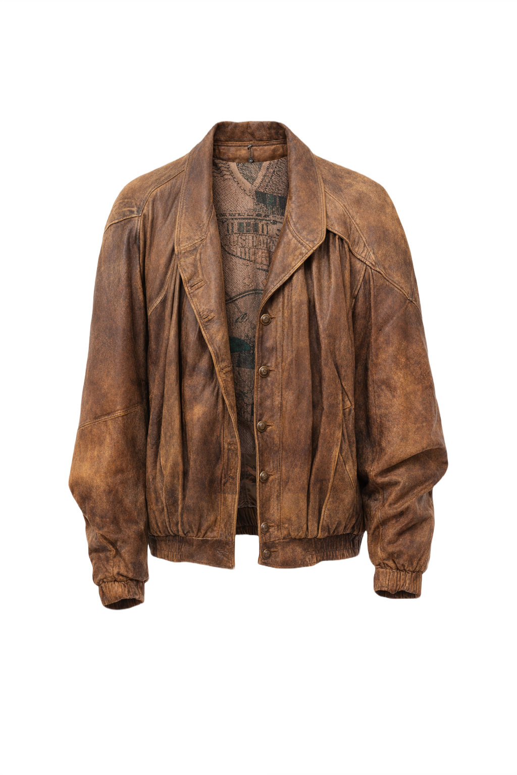 1980s Brown Leather Jacket - Front View