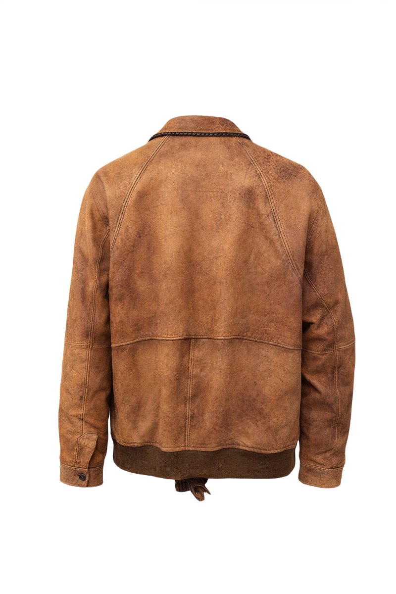 1970s Brown Leather Jacket - Back View