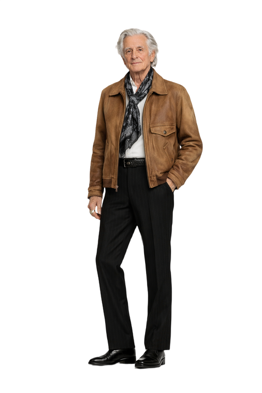 1970s Brown Leather Jacket - Model