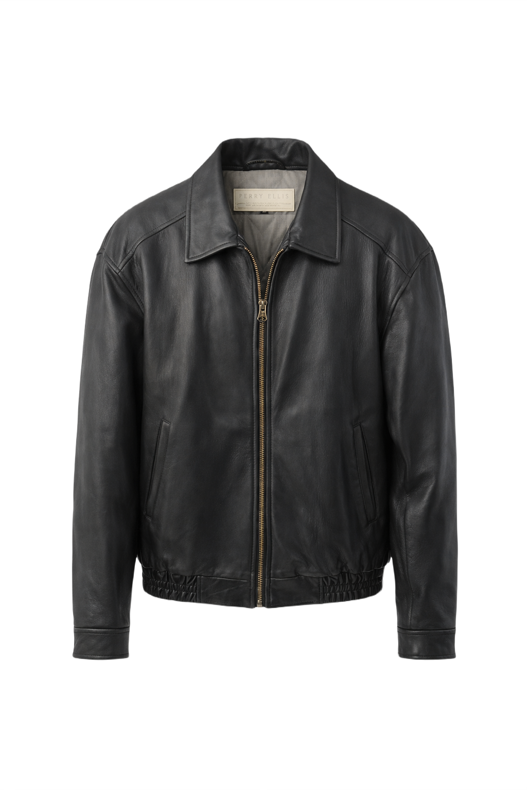 1990s Black Leather Jacket - Front View