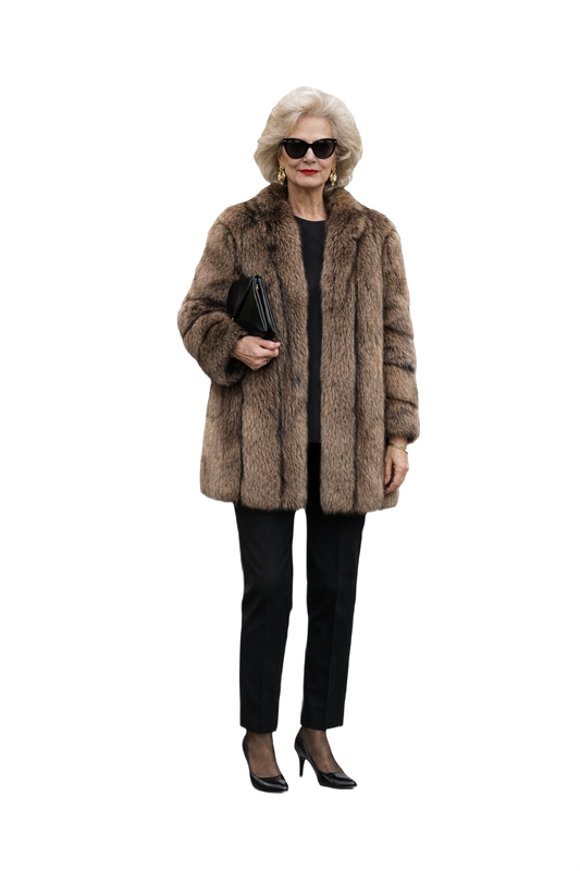 1980s Brown Fur Coat - Model