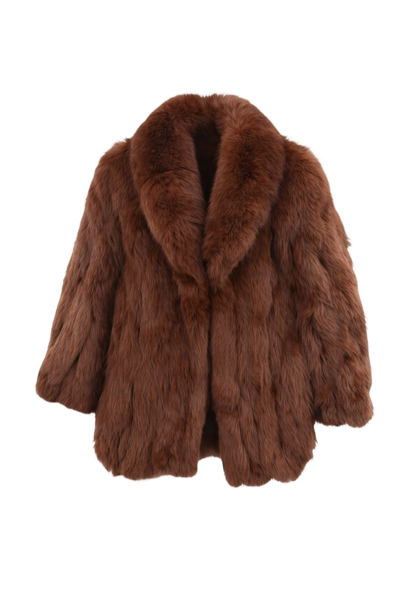 1980s Brown Fur Coat - Front View