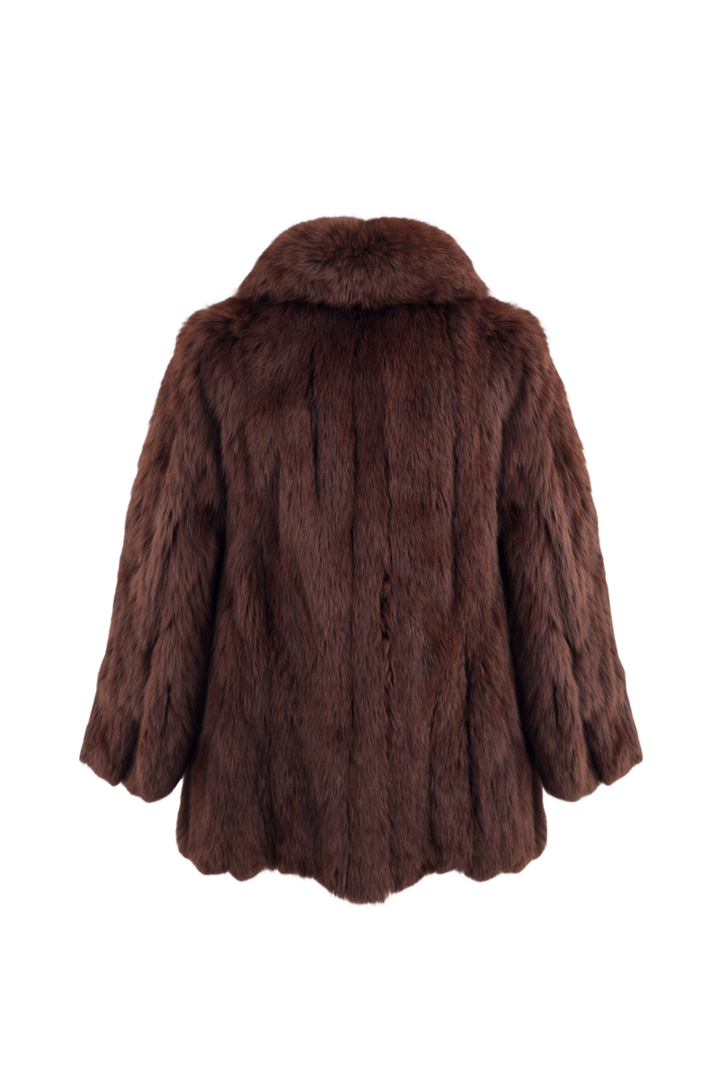 1980s Brown Fur Coat - Back View