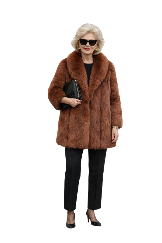 1980s Brown Fur Coat - Model