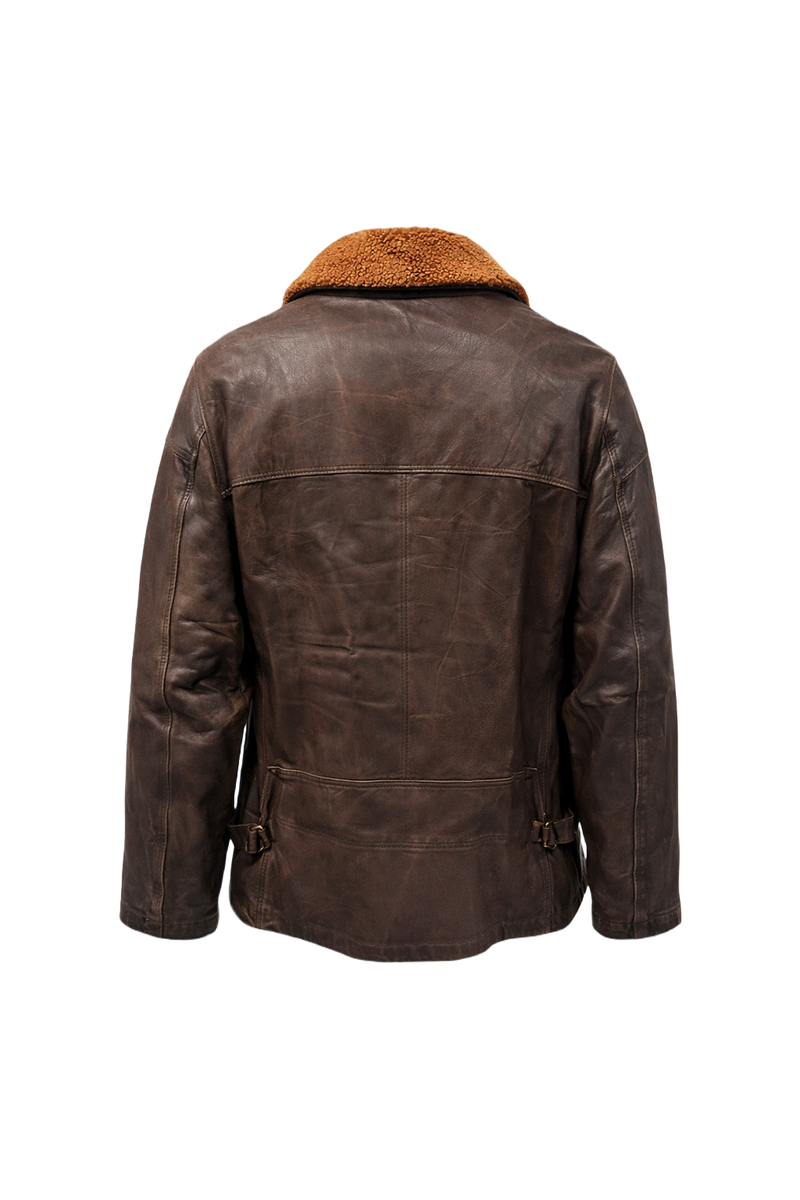 1970s Brown Leather Yves Saint Laurent Jacket - Back View