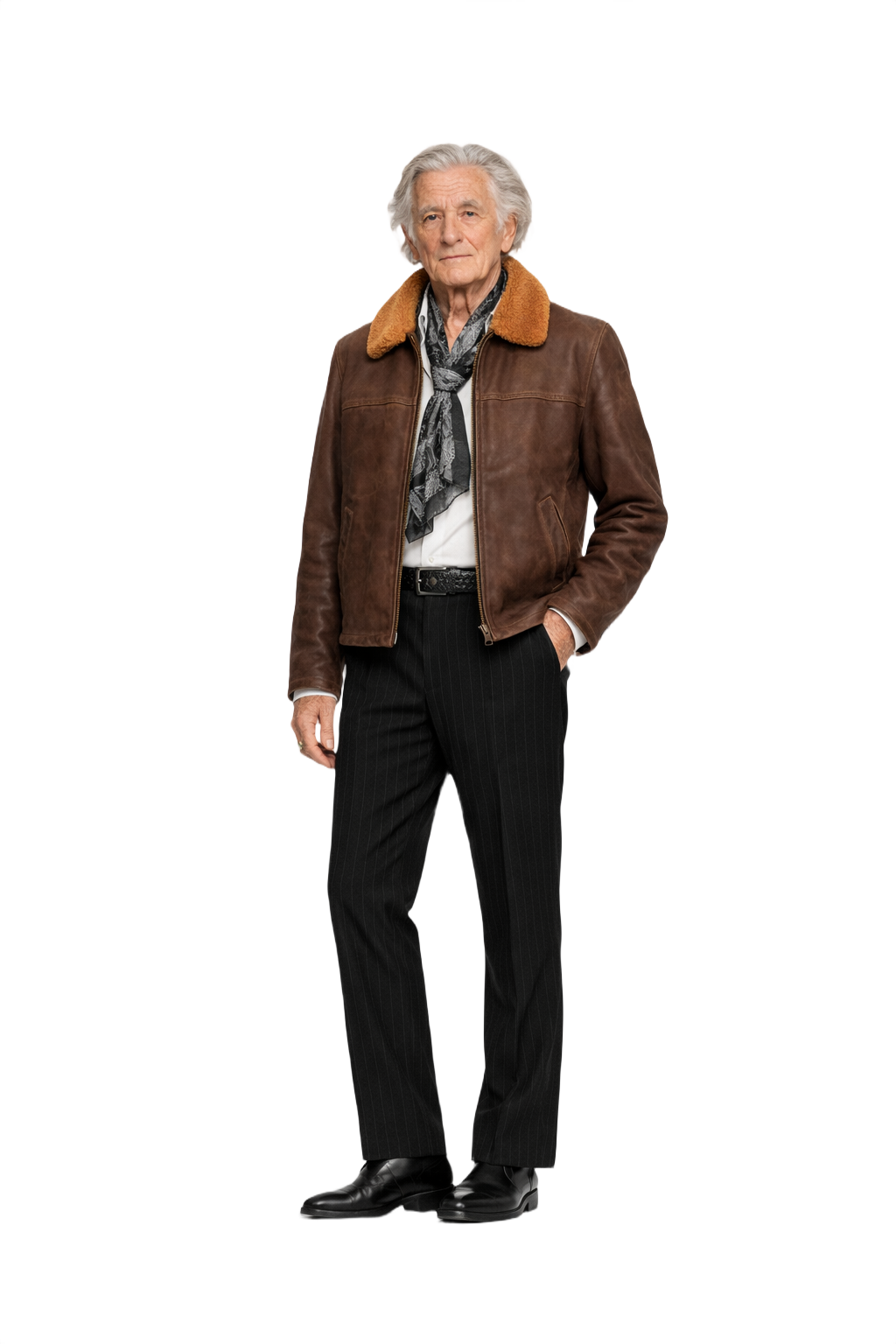 1970s Brown Leather Yves Saint Laurent Jacket - Model