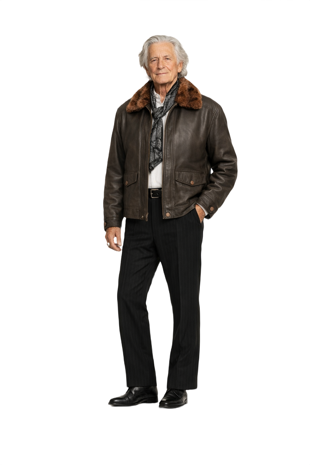 1970s Brown Leather Jacket - Model
