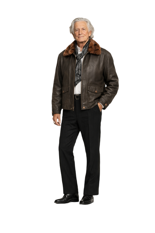 1970s Brown Leather Jacket - Model