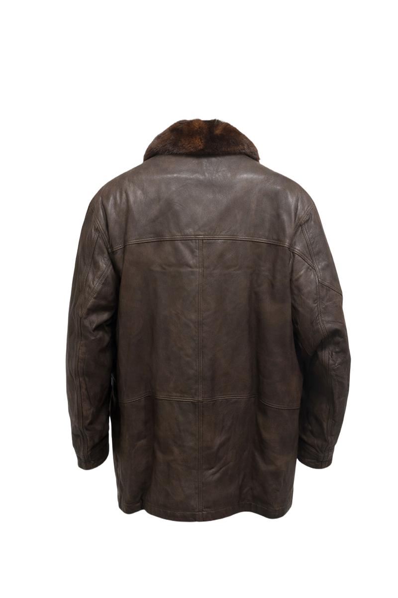1970s Brown Leather Jacket - Back View