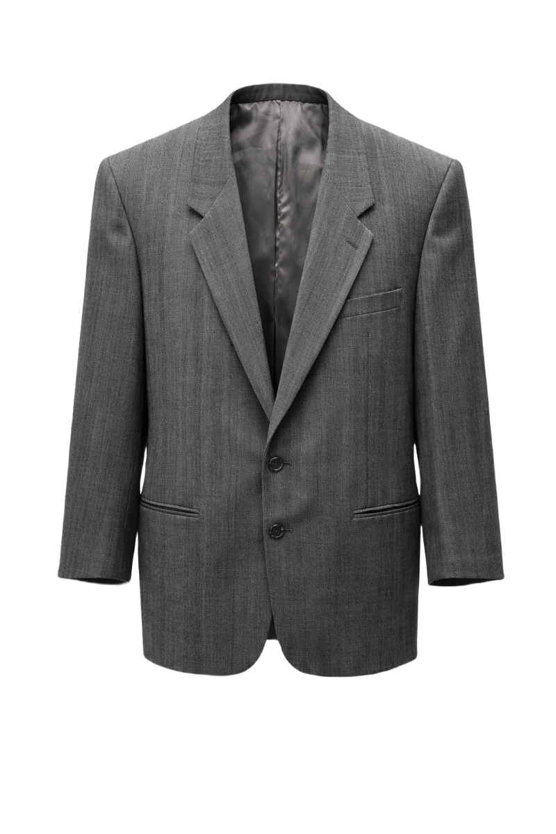 1980s Gray Wool Blazer - Front View