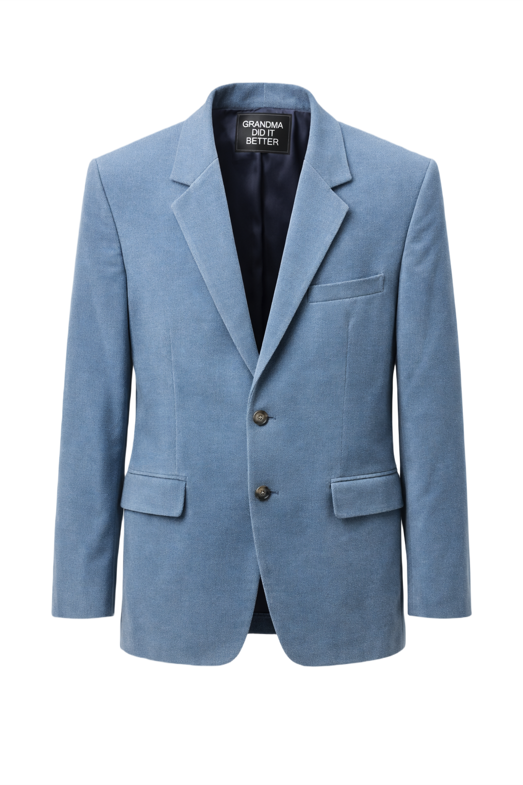 1980s Dusty Blue Cotton Blend Blazer - Front View