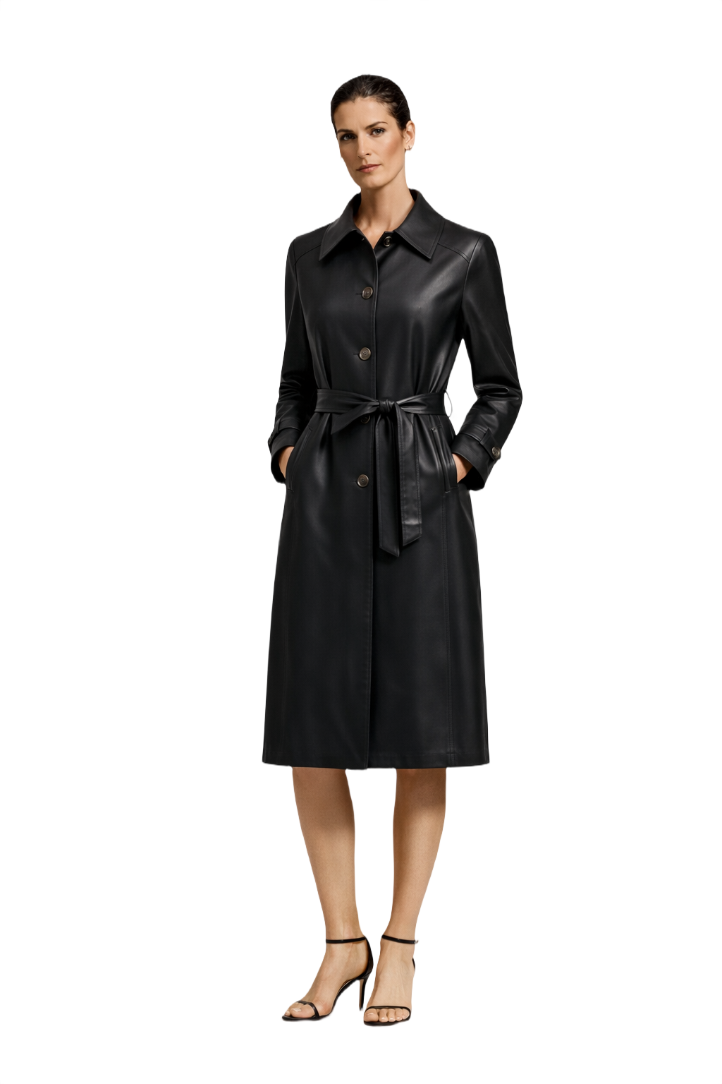 1990s Black Cotton Blend Trench Coat - Model