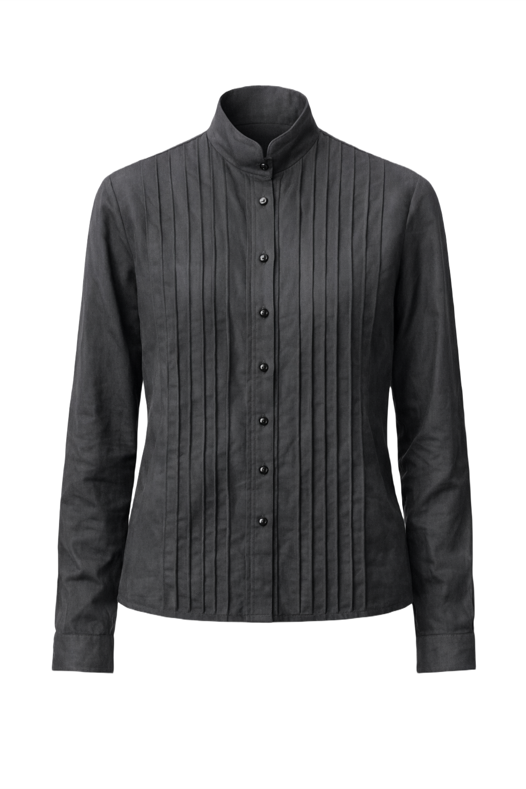 1990s Black Silk Shirt - Front View