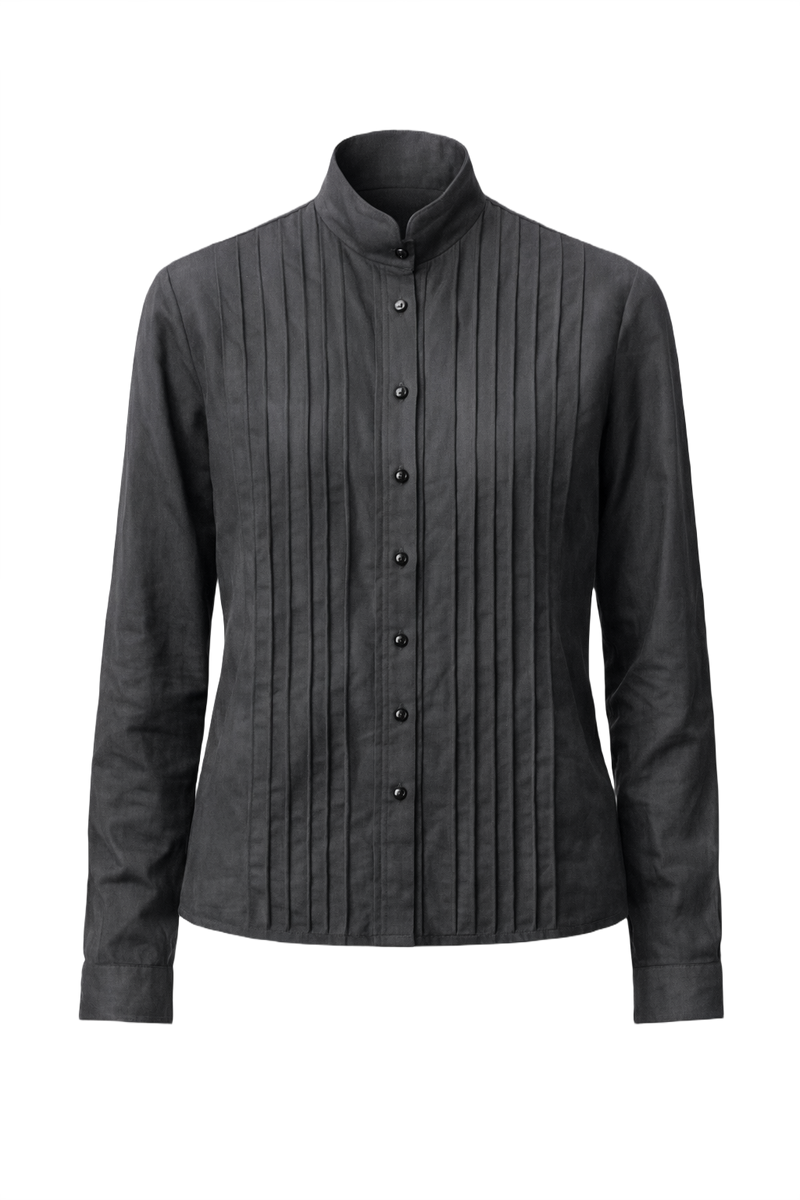 1990s Black Silk Shirt - Front View