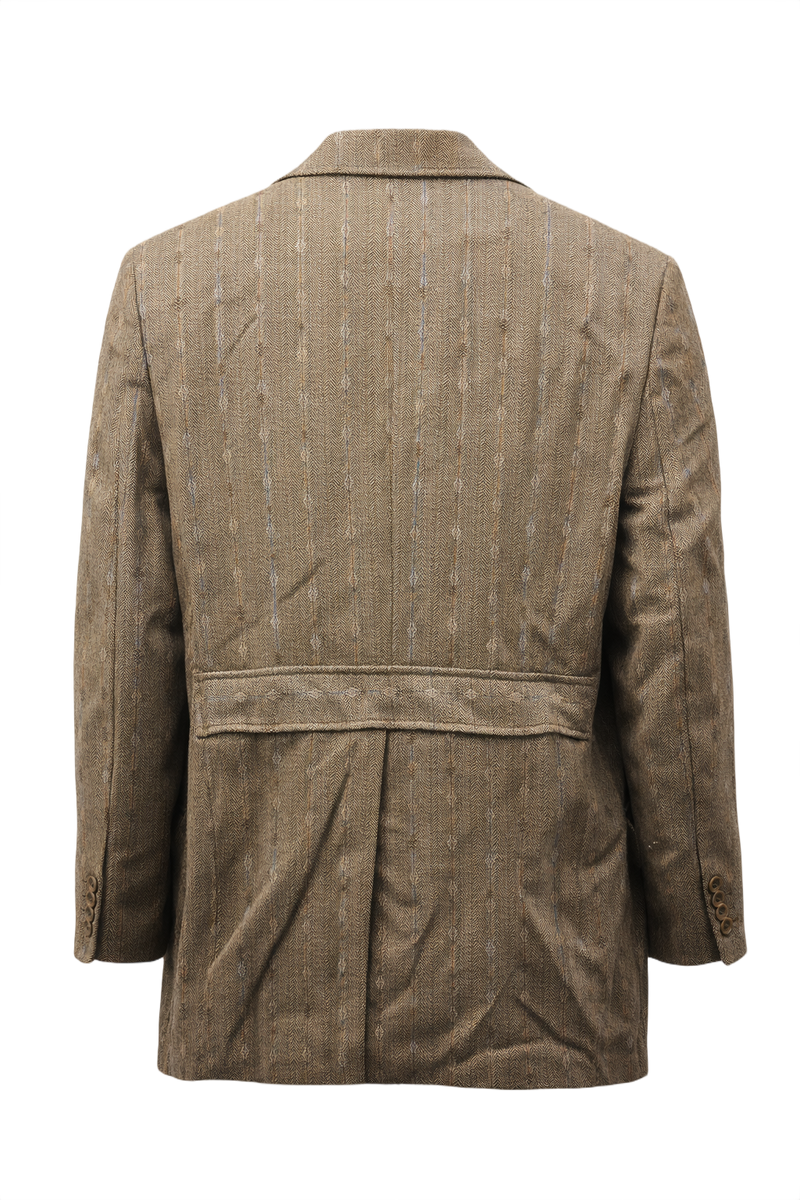 1970s Taupe Brown Wool Blazer - Back View