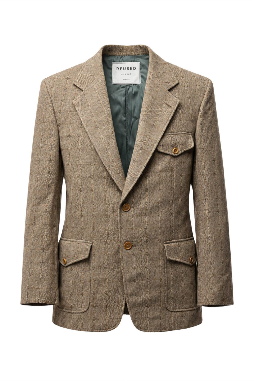 1970s Taupe Brown Wool Blazer - Front View