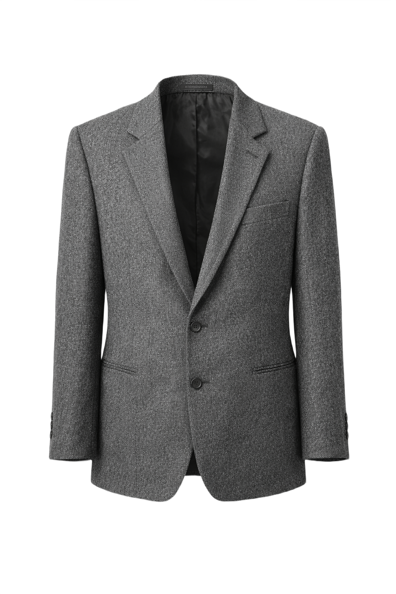 1970s Charcoal Grey Wool Blazer - Front View