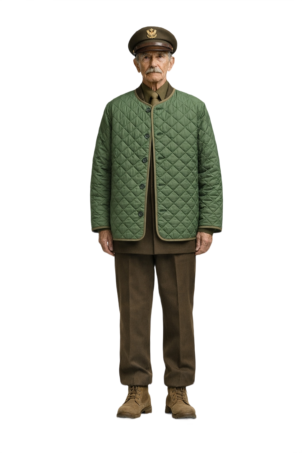 1970s Olive Green Synthetic Jacket - Model