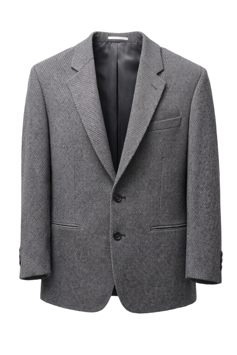 1970s Black and White Wool Blazer - Front View