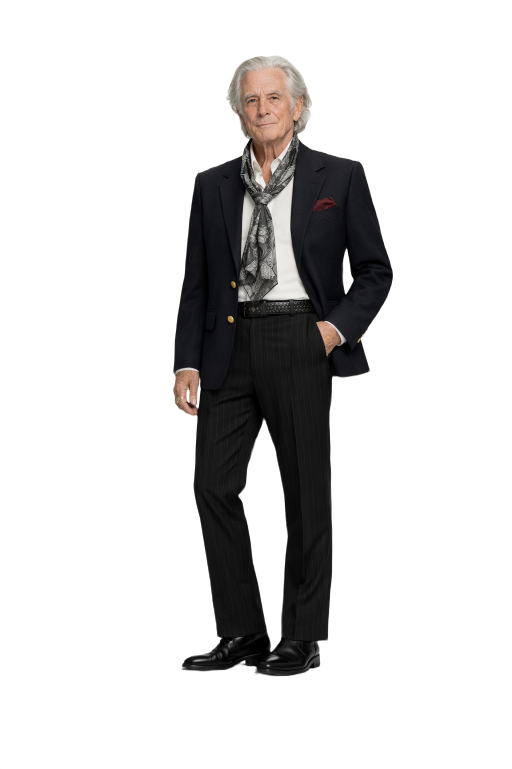 1970s Navy Blue Wool Blazer - Model