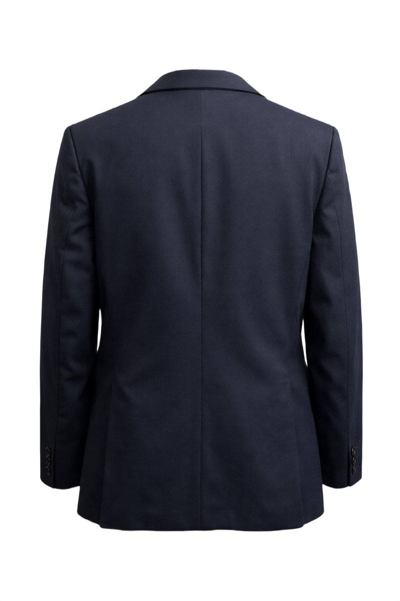 1970s Navy Blue Wool Blazer - Back View
