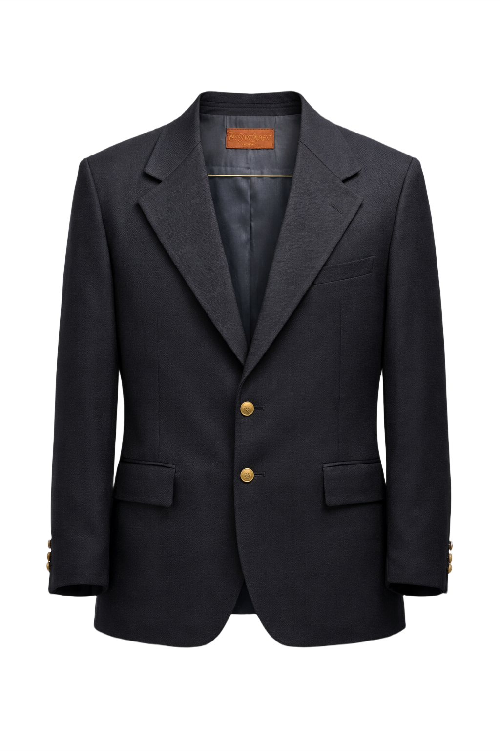1970s Navy Blue Wool Blazer - Front View