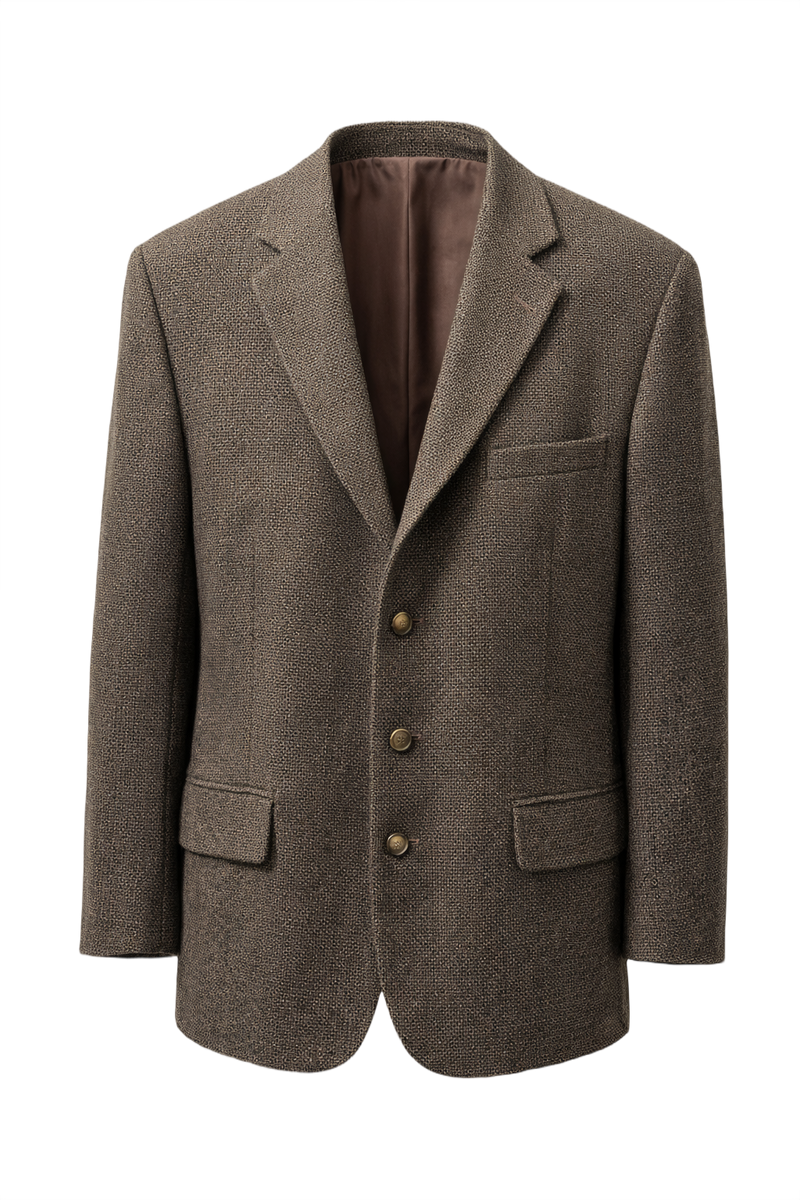 1970s Brown Wool Blazer - Front View