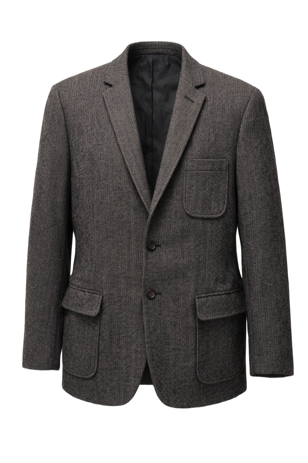 1970s Charcoal Grey Wool Blazer - Front View