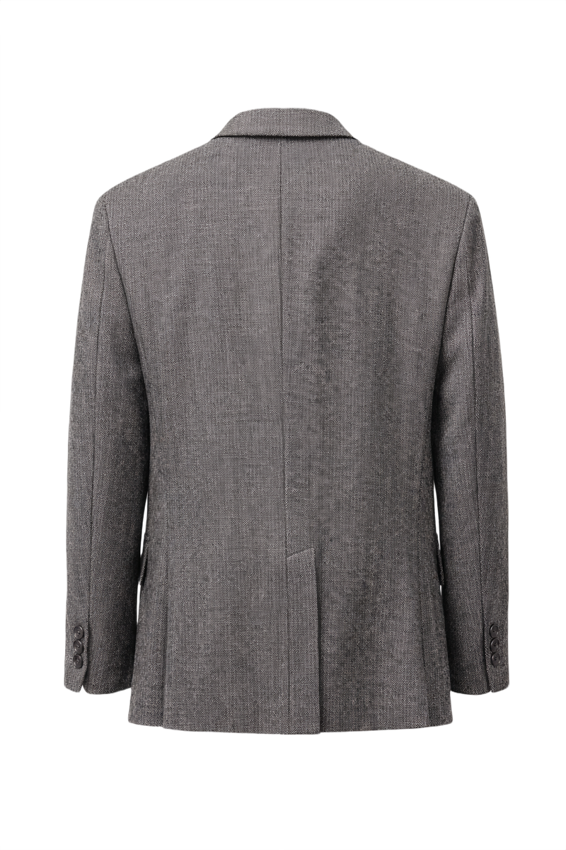 1970s Charcoal Grey Wool Blazer - Back View