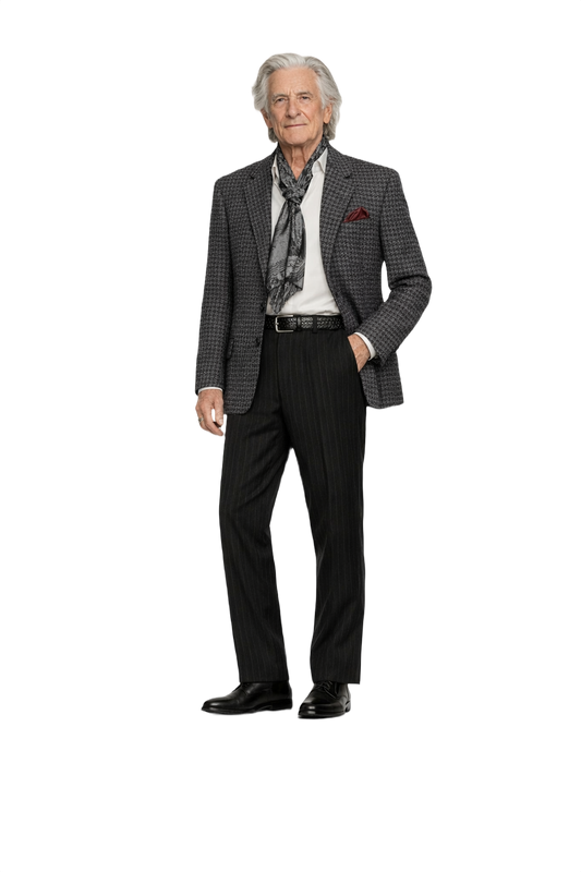 1970s Brown Houndstooth Wool Blend Blazer - Model