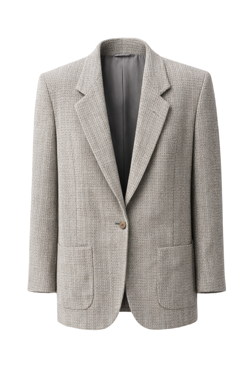 1970s Grey Wool Blazer - Front View