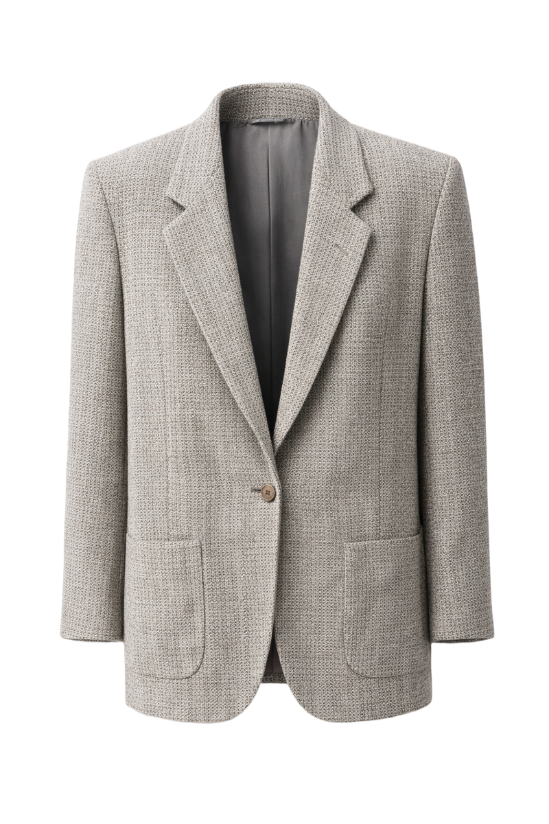 1970s Grey Wool Blazer - Front View