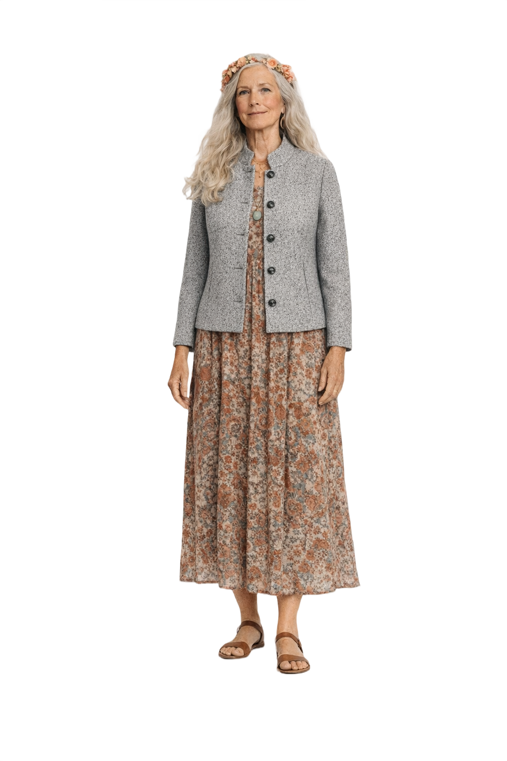 1980s Grey Wool Jacket - Model