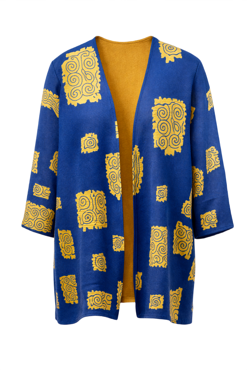 1970s Blue Cotton Cardigan - Front View