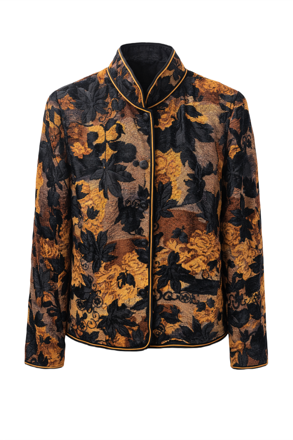 1970s Black Jacquard Jacket - Front View