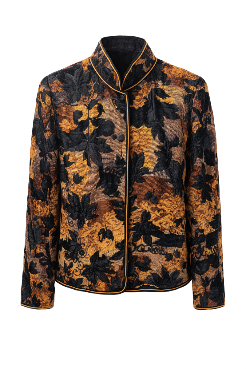 1970s Black Jacquard Jacket - Front View