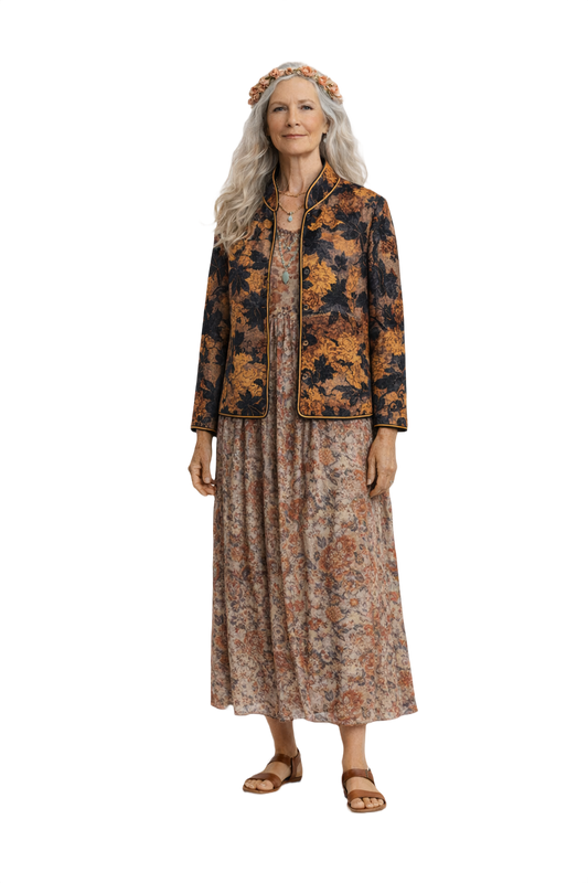 1970s Black Jacquard Jacket - Model