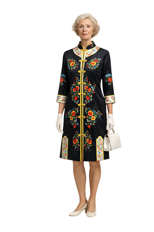 1950s Black Silk Dress - Model