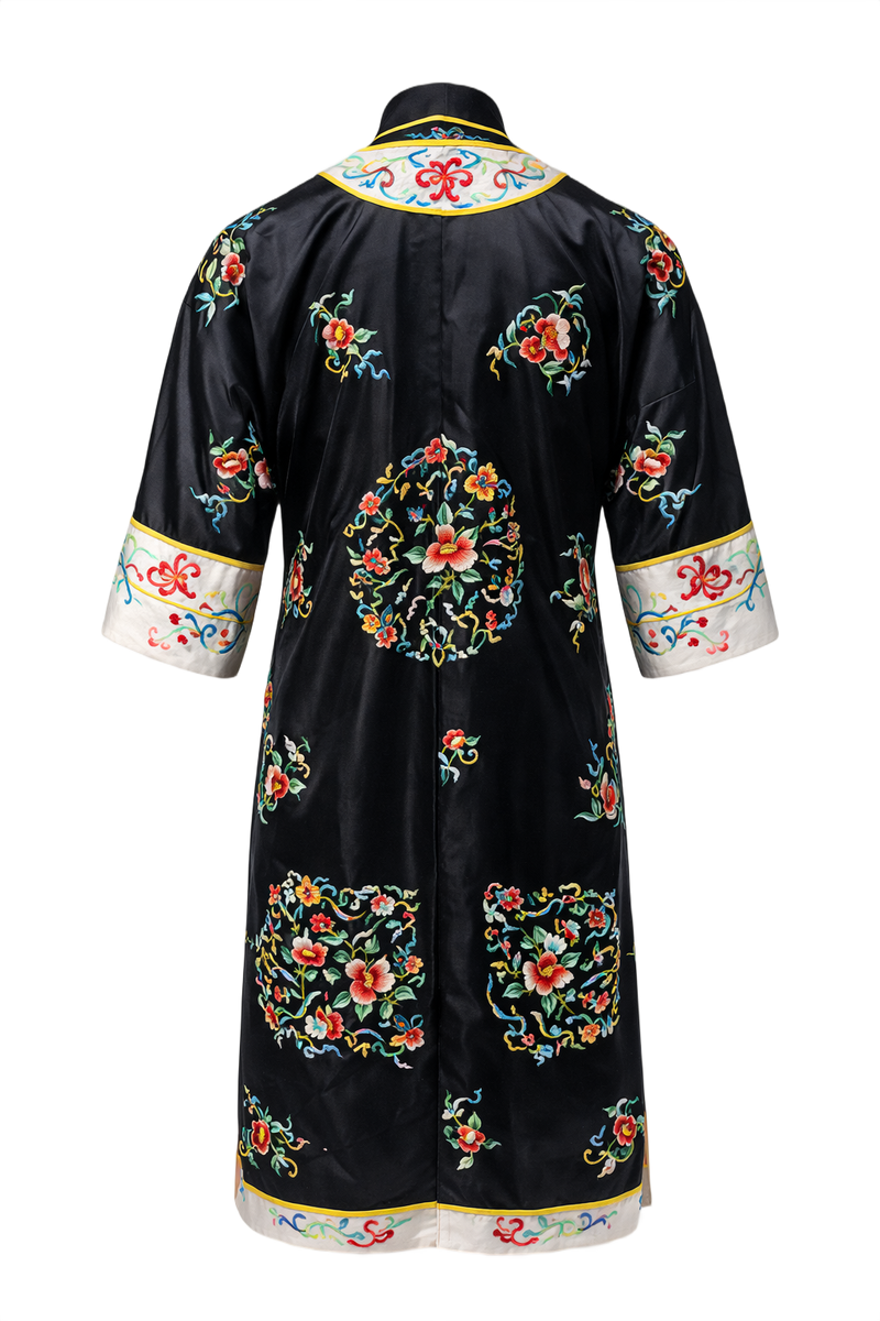 1950s Black Silk Dress - Back View