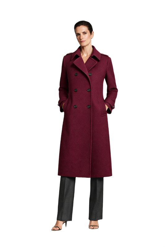 1990s Deep Burgundy Wool Coat - Model