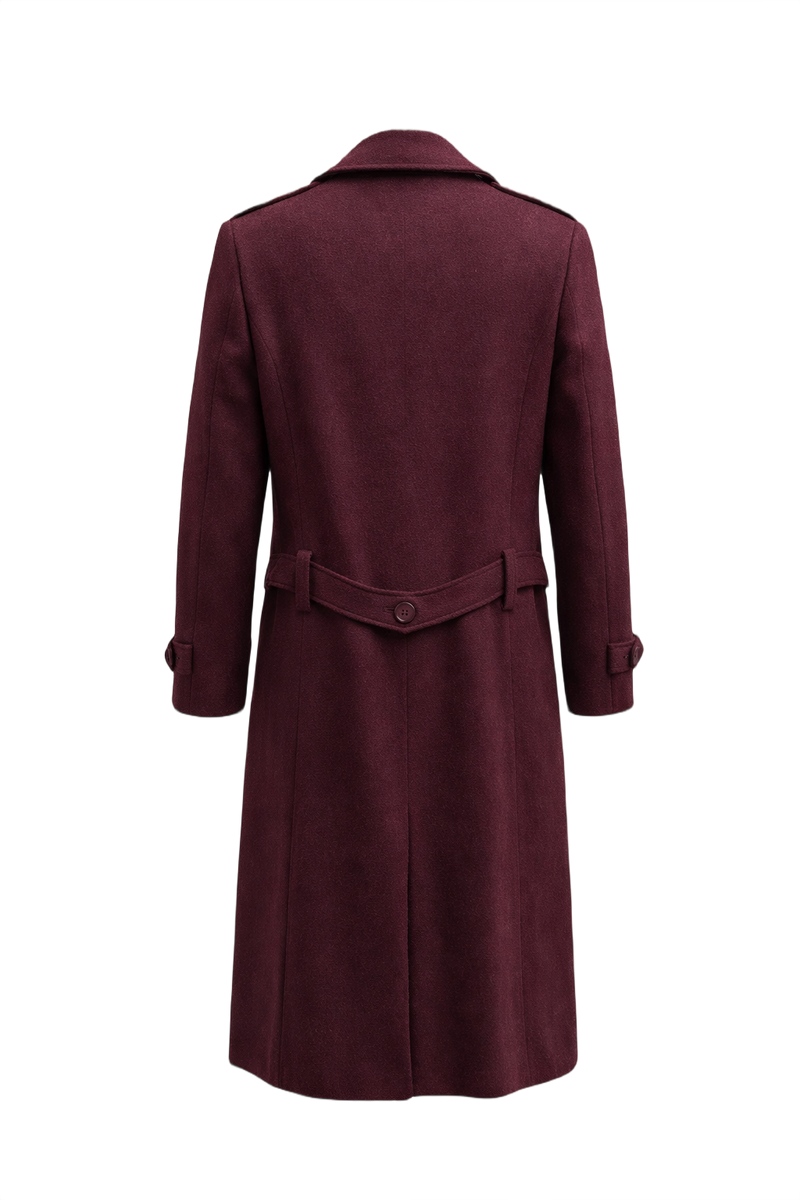 1990s Deep Burgundy Wool Coat - Back View
