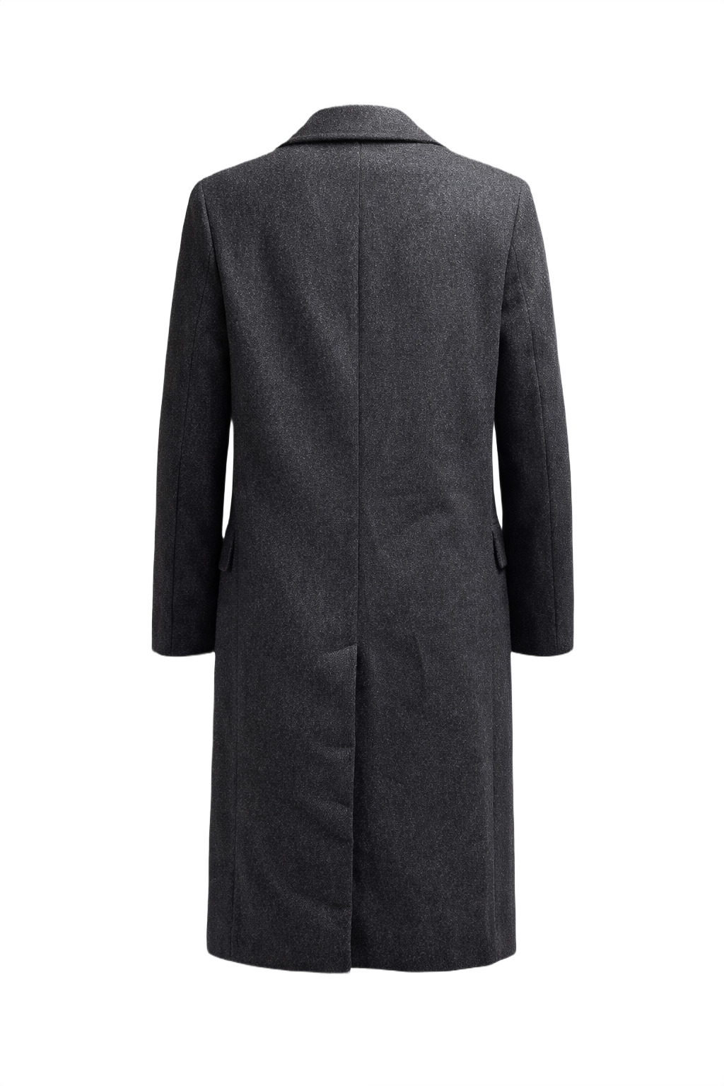 1990s Charcoal Grey Wool Coat - Back View