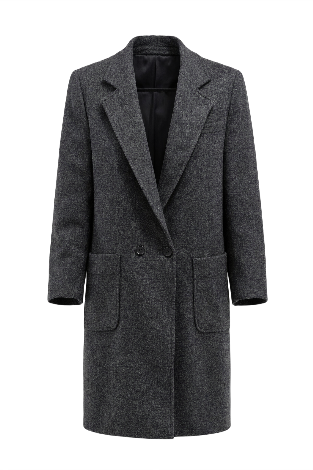 1990s Charcoal Grey Wool Coat - Front View