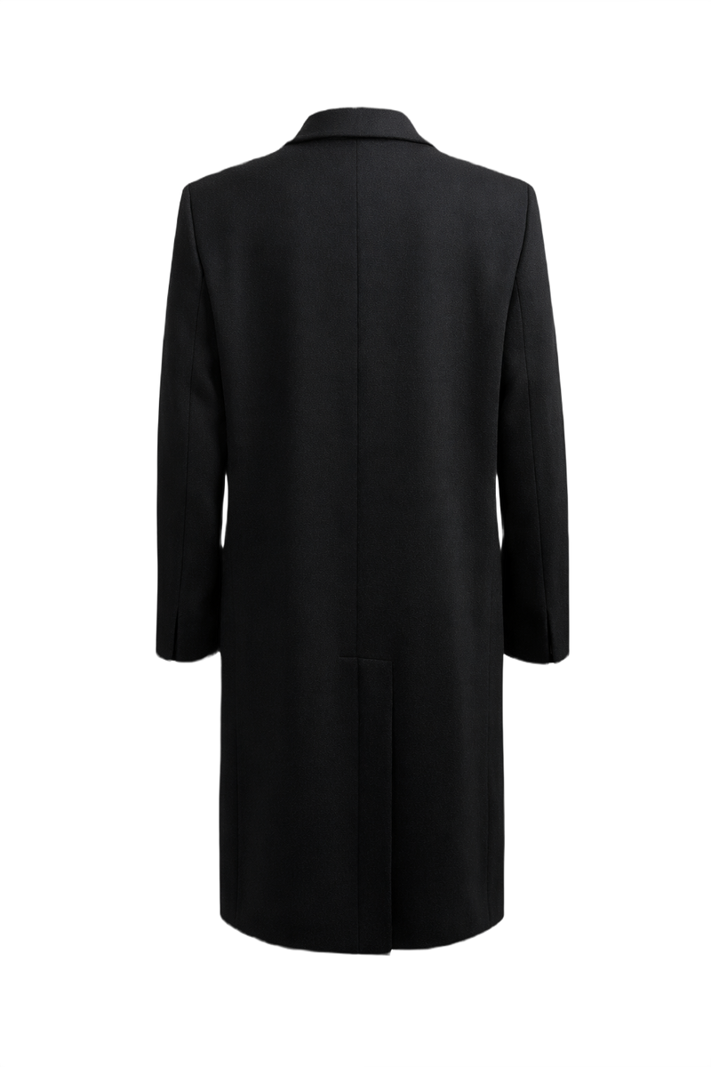 1990s Black Wool Coat - Back View
