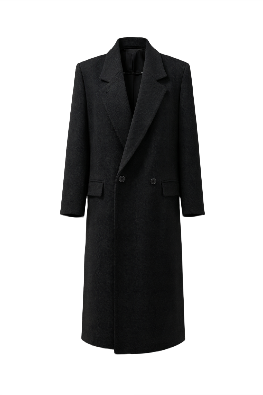 1990s Black Wool Coat - Front View