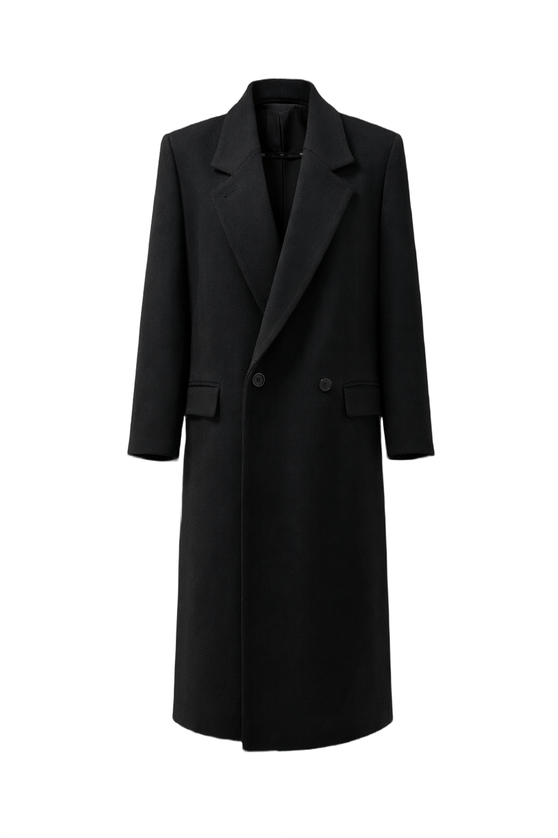 1990s Black Wool Coat - Front View