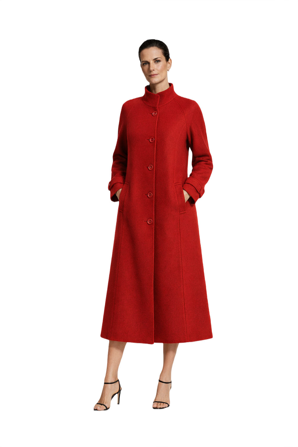 1990s Bright Red Wool Coat - Model